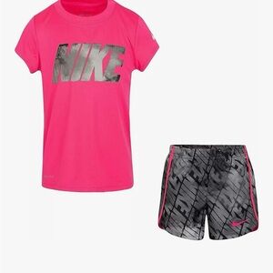 Nike Vibrant Pink Tee and Black Graphic Shorts